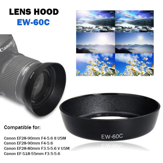 Lens Hood Kamera Wintersweet Style Thicken for Canon Camera EW-60C