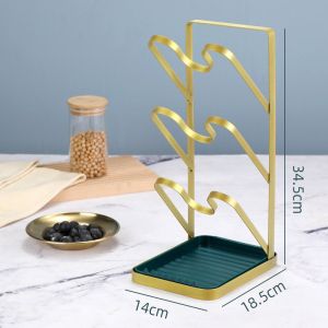 Multifunctional Luxury Countertop Pot Lid Holder Stainless Steel Spatula Kitchenware Rack Organizer Base for Spoon Chopsticks