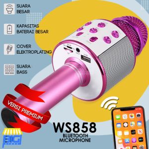 MLT - GRATIS ONGKIR bisa cod termurah Microphone WS858 Karaoke Mic Bluetooth Speaker Mike ws 858 Mikropon Blutut karaoke wireless Sepiker smule mix cocok untuk semua Handphone karoke mice Youtuber smulle Suara Bagus Tanpa Kabel Bagus Kraoke Portable