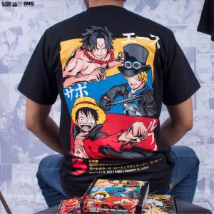 Three Brothers Teen Version Monkey D. Luffy Portgas D. Ace Sabo ASL Strawhat Mugiwara Anime One Piece Kaos Clowor T-Shirt