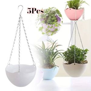 2/5Pcs Big Hanging Plant Pot Garden Hanging Flower Pot with Drainage Holes Plant Hanging Pot