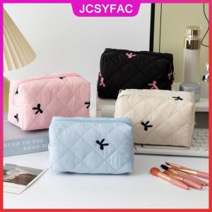 JCSYFAC Dễ Thương Bow Tie Trang Điểm Túi Thẩm Mỹ Trang Điểm Tổ Chức Du Lịch Vệ Sinh Cá Nhân Pouch Xách Tay Trang Điểm Lưu Trữ Cho Phụ Nữ