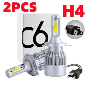 AUTOFun 2 PCS C6 H4 COB Lampu Mobil LED Headlight - Lampu LED Mobil Depan Super Terang 8-48V/72W 7200LM 6000K Waterdroof Auto Lampu Depan