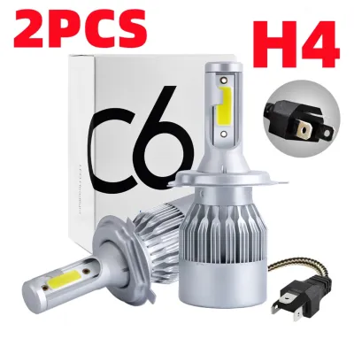 AUTOFun 2 PCS C6 H4 COB Lampu Mobil LED Headlight - Lampu LED Mobil Depan Super Terang 8-48V/72W 7200LM 6000K Waterdroof Auto Lampu Depan