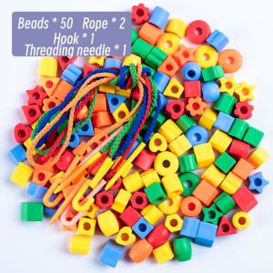 50 Pcs Kids String Beads Toy Rope Threading Toys Montessori Fine Motor Skill Children Concentration Early Education