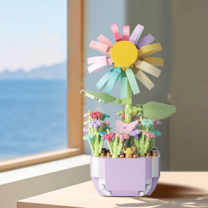 Eternal Potted Flower Bouquet Building Block Rose/Sunflowers Potted Plants Flowers Block Brick Toy Deco Aesthetic Valentine Gift