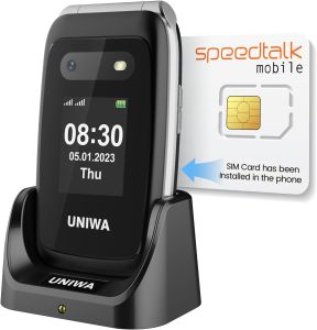 Mosthink 4G Unlocked Flip Cell Phone for Senior with Speed Talk SIM Card SOS Big Button Basic Cell Phone for Elderly 2.4 HD Display Big Volume 1450mAh Charging Dock