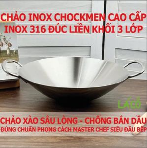 Chảo inox 316 Chockmen Đúc cao cấp chảo xào sâu lòng chảo xào không nắp chockmen chảo đầu bếp master chef tung - 25.5cm