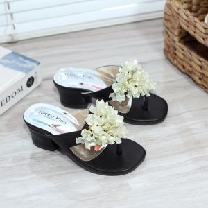 HARVIE HR032 - Sandal Anak Perempuan Heels 3cm Jepit Motif Kripik / Sendal Anak Cewek Trendi / Fashion Sandal Anak Cewek Viral Terbaru