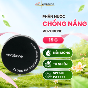 Phấn Nước Trang Điểm Chống Nắng Verobene Cloud Fit Cushion SPF50+ PA++++ Nền Mỏng Nhẹ Tự Nhiên 15g