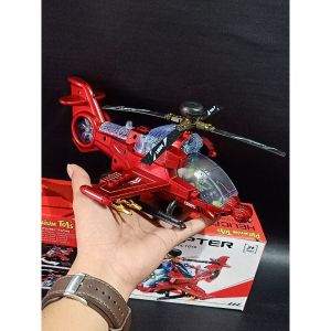 Mainan Helikopter Merah 721 Lampu LED dan Suara Bump MUSIC