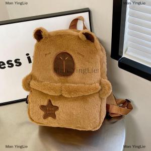 [COD] Man YingLie Kawaii New Capybara Plush Backpack For Women Versatile Cartoon Funny Capibala Bag Large Capacity Tote Bag Childrens Gift