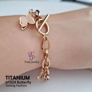 Gelang Titanium Rante Kupu-kupu Model Toko Emas Perhiasan Fashion Kualitas Premium Awet Anti Karat Anti Luntur bisa dipakai sehari-hari gt324