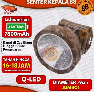 DONY Senter kepala Cas DONY MS 309 SOBIG 30 WATT 30W QLED LED T6 MURAH SUPER TERANG MURAH