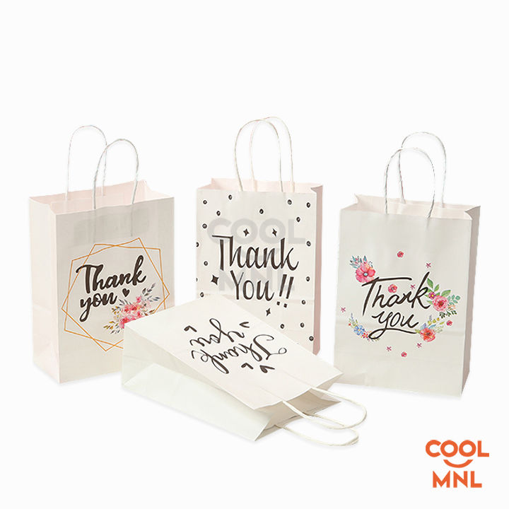 Thank You Gift Bag - Paper Shopping Bag 8 X 10 X 5 White Matte Elegant - View #6
