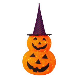 โคมไฟฟักทองฮาโลวีนที่ประกอบไว้ล่วงหน้า50ไฟ LED ไฟฐานโลหะที่แข็งแรงเหมาะสำหรับการแสดงตามฤดูกาล