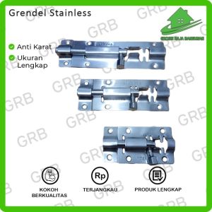 Grendel Stainless 2 Inch Tebal Selot stanless 2" 3 "4" FREE SEKRUP Anti Karat Siap Pasang