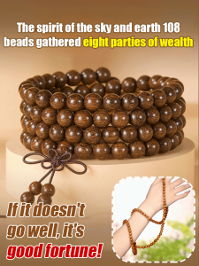 [Detoxification and Transformation]  108-bead Sandalwood Prayer Beads Bracelet (Ethnic Style) Ebony/Purple Sandalwood Multi-strand Wooden Bracelet