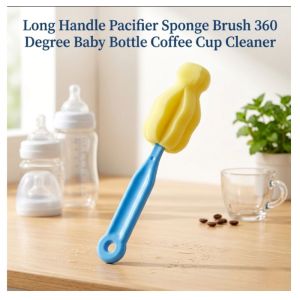 Long Handle Pacifier Sponge Brush 360 Degree Baby Bottle Coffee Cup Cleaner