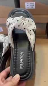 [Free Shipping] Elegant Thick-Soled Height-Increasing Sandals For Women Summer Outdoor Wear 2026 New Model Polka Dot Slip-On Sandals To Match Skirts