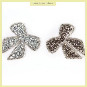 [PureZone] แผ่นปะเย็บปักลายโบว์พลอยเทียมแบบรีดติดคริสตัลสำหรับกางเกงยีนส์