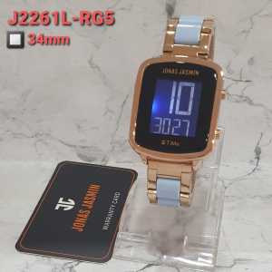 Jam Tangan Wanita Original Jonas Jasmin 2261 Digital Persegi Strap Rantai Stainless