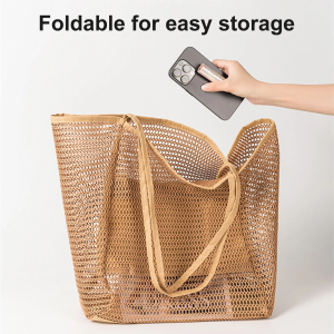 Large Mesh Beach Bag Foldable Waterproof Sandproof Tote for Beach