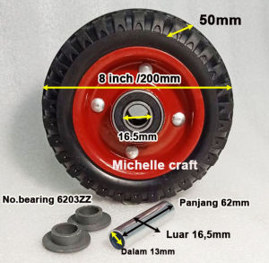 Roda Karet 4"/5"/6"/8 inch Kembang HEAVY DUTY gerobak troli Wheel only/pc