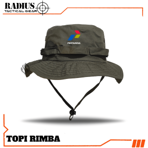 Topi import Topi Rimba Army | Topi Jungle Hat Tactical | Topi Gunung Outdoor | Topi Bucket | Topi Adventure I Logo Pertamina