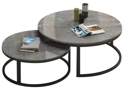 Dual-Layered Sintered Stone Coffee Table - White & Black Gloss Finish