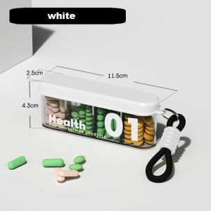 Portable Mini Travel Pill Box Medicine Storage Pill Organizer Case 4 Compartment Rectangle Storage box With lanyard