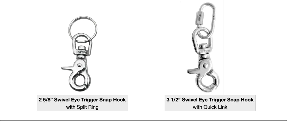 Wicked ตะขอเกี่ยว Swivel Eye Trigger Snap Hook สแตนเลส 316 สำหรับกีฬาดำน้ำ  ขนาด 2 5/8”/ 3 1/2”