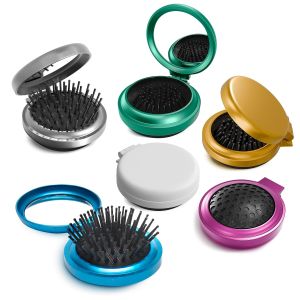 Bộ 4 lược chải tóc du lịch có thể gấp gọn kèm gương (4 màu).    Bàn chải du lịch có thể gấp gọn kích thước 425" x 149" dành cho phụ nữ với lông bàn chải làm từ sợi nylon dẻo trọng lượng nhẹ có các màu: đen xanh dương tím xanh lá cây.