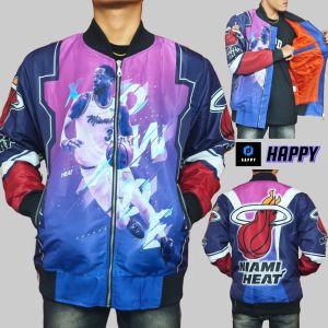HAPPY Jaket Varsity Windbreaker Full Printing Chicago Bulls Pria Wanita