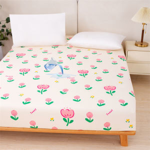 ที่ป้องกันที่นอนกันน้ำปลอดภัย ที่คลุมที่นอนสีพื้นระบายอากาศนุ่มสบายติดตั้งเครื่องซักได้