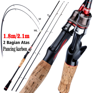 Sougayilang Tongkat Pancing UL Portabel 2 Bagian Tiang Pancing M Dan ML Dengan Power 2 Bagian Atas Bahan Serat Karbon Casting Berputar Joran Pancing