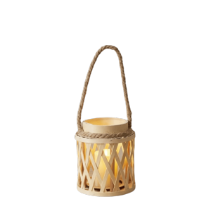 RANZH Natural Bamboo Bamboo Lantern Rattan Material Hand-Woven Hanging Decor Eye-Catching Portable Handle Portable Lantern Outdoor Hanging