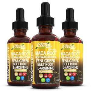 Organic Maca Root Liquid Drops with Ashwagandha Fenugreek Beet Root and L-Arginin Multivitamin for Women and Men - Adapto Drive Supplement
