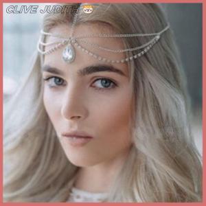 CISWGE Forehead Necklace Women Tassel Hair Chain Tiara Water Drop Hair