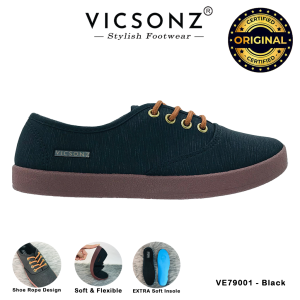 Vicsonz Womens Canvas Shoes VE79001 / VE79002 / VE79003 (Black / Grey / Navy)