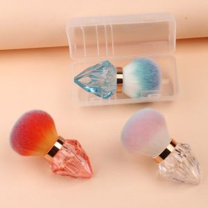 OMQAIO Rhinestone Shape Powder Blusher Brush Dust-proof with Box Nail Cleaning Brush Fashion Nail Art Makeup Brush Lady Girls