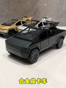 1:36 Tesla Cybertruck Pickup Truck | Diecast Simulation Toy Car | With Mini Motorcycle Kids Gift