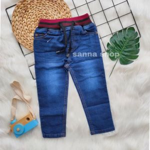 Celana Jeans panjang anak laki-laki perempuan umur 2-13 tahun / denim pinggang rib meral