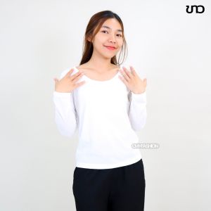 t512# เสื้อยืด คอกลม แขนยาว ผ้าร่องเล็ก เนื้อผ้านิ่ม ดีไซน์ทรงเข้ารูป ใส่แล้วเพรียว