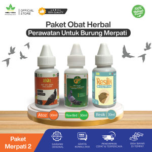 Paket lengkap perawatan herbal untuk burung merpati | Atoz (30ml)Flow Bird (30ml) & Resik (30ml)