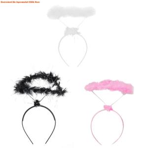 Kids Cartoon Feather Angel Hair Hoop Feather Halo Headband for Halloween Party Christmas Creative Hair Accessories