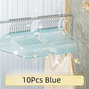 YOUSHI TOP 10Pcs Không để lại dấu vết Móc treo lấp lánh trong suốt Không trượt Dày hơn Móc treo quần áo acrylic Thời trang Tiết kiệm không gian Giá phơi quần áo dành cho hộ gia đình