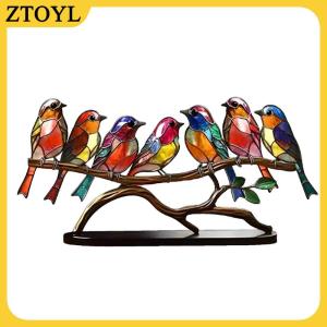 ZTOYL Màu Acrylic Chim Trên Chi Nhánh Máy Tính Để Bàn Đồ Trang Trí Hai Mặt Nhiều Màu Phong Cách Chim Thủ Công Bức Tượng Máy Tính Để Bàn Đồ Trang Trí