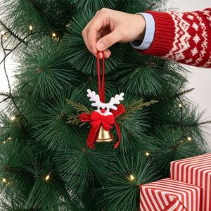 BENGPEN Golden Christmas Bell Ornaments Pine Cone with Bow Golden Bell Pendant Festive Red Berry Xmas Tree Decorations Party Supplies