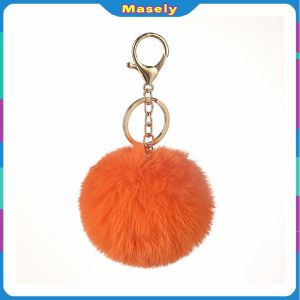 Masely Simple Versatile Plush Keychain Pendant Female Style Imitation Rex Rabbit Fur Ball Schoolbag Student Cute Keycha